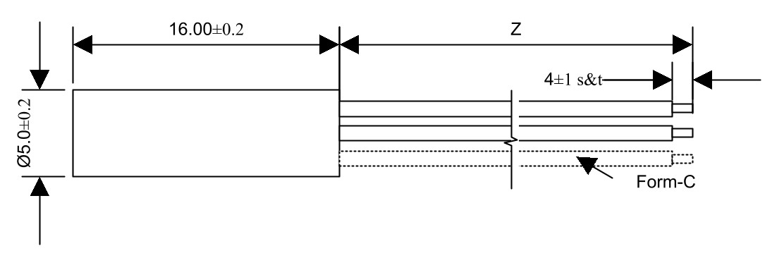 Disegno tecnico sensore Reed a custodia cilindrica MMS-214