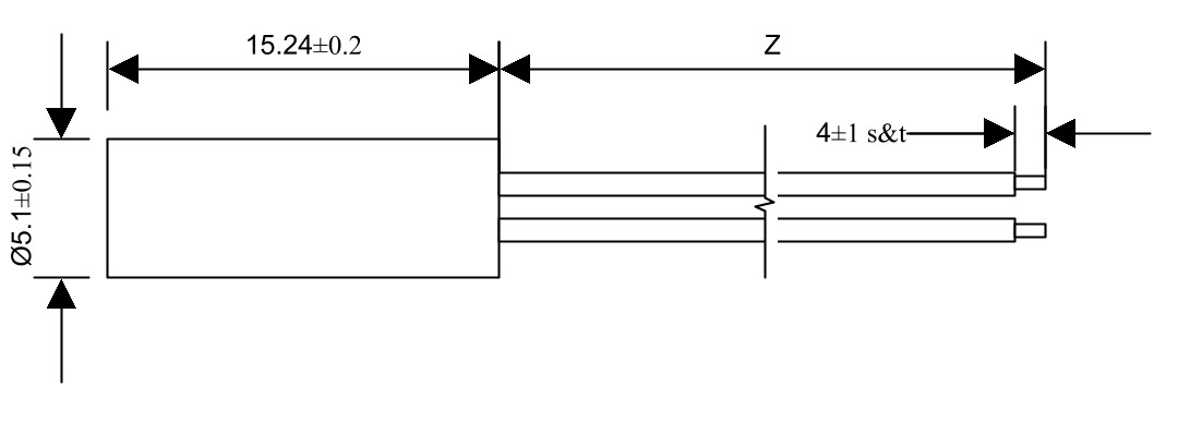 Disegno tecnico sensore Reed con corpo cilindrico MMS-221